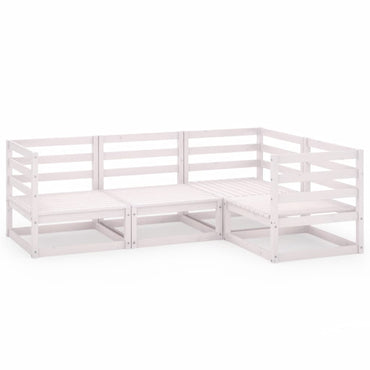 vidaXL Ensemble de mobilier de jardin 4 pcs Blanc Bois de pin massif