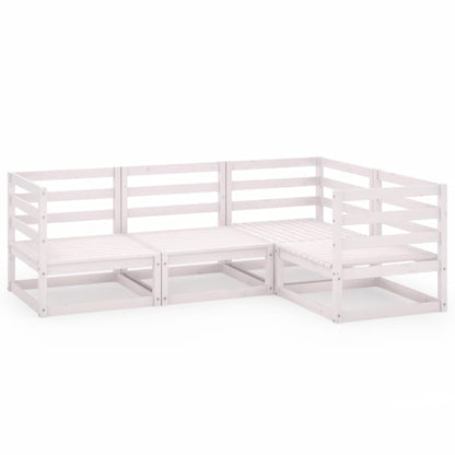 vidaXL Ensemble de mobilier de jardin 4 pcs Blanc Bois de pin massif