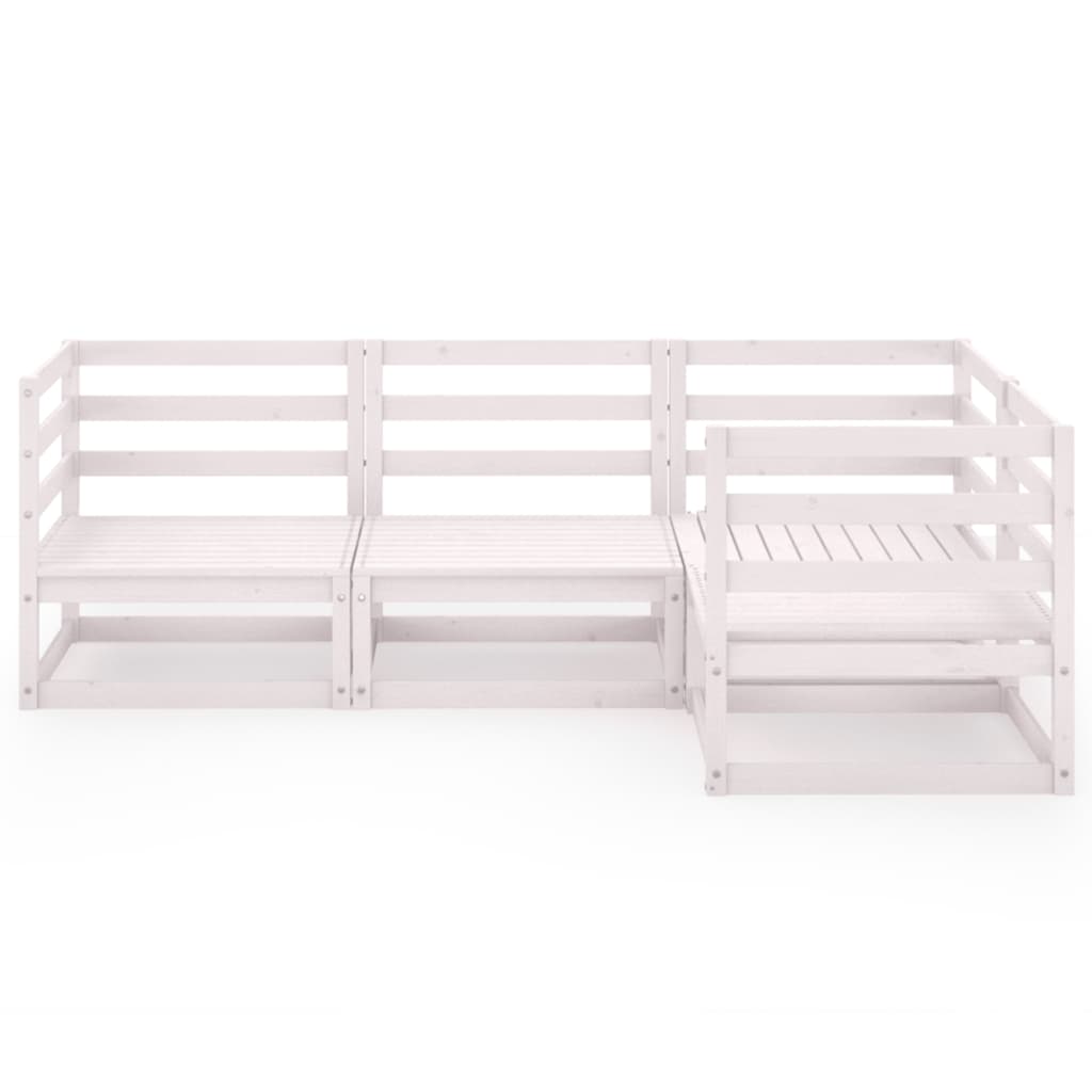 vidaXL Ensemble de mobilier de jardin 4 pcs Blanc Bois de pin massif