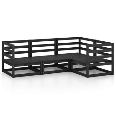 vidaXL Salon de jardin 4 pcs noir bois de pin massif