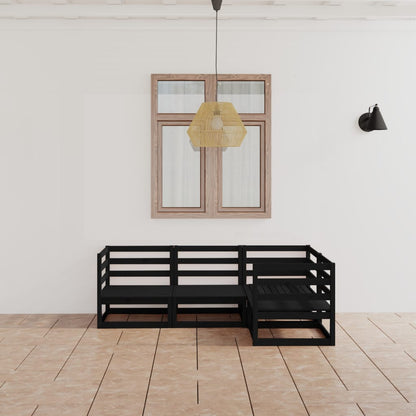 vidaXL 4-tlg. Garten-Lounge-Set Schwarz Massivholz Kiefer