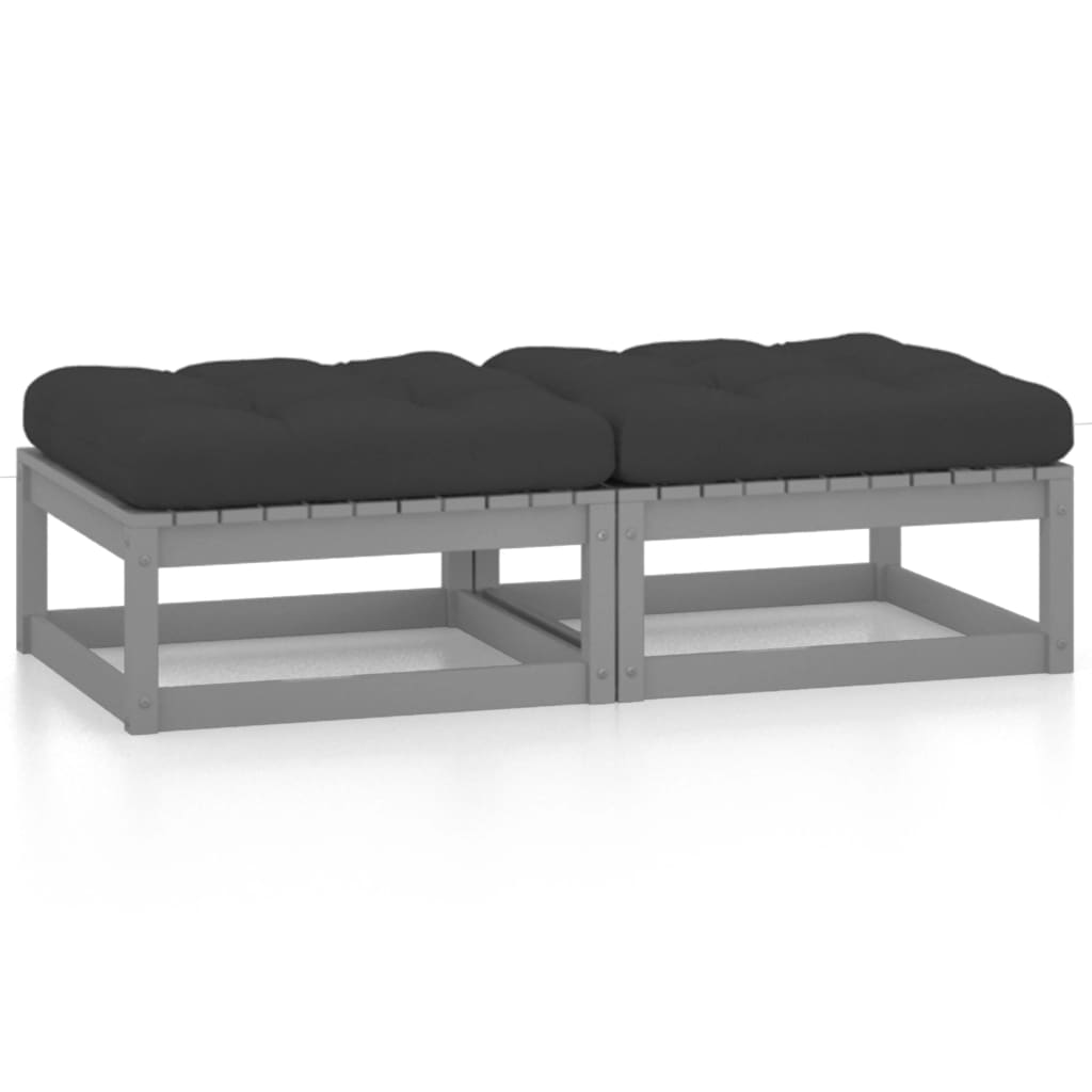 vidaXL Tabourets de jardin avec coussins 2 pcs Bois de pin massif