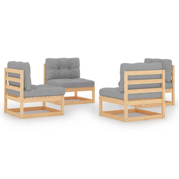 vidaXL Salon de jardin 4 pcs avec coussins, bois de pin massif