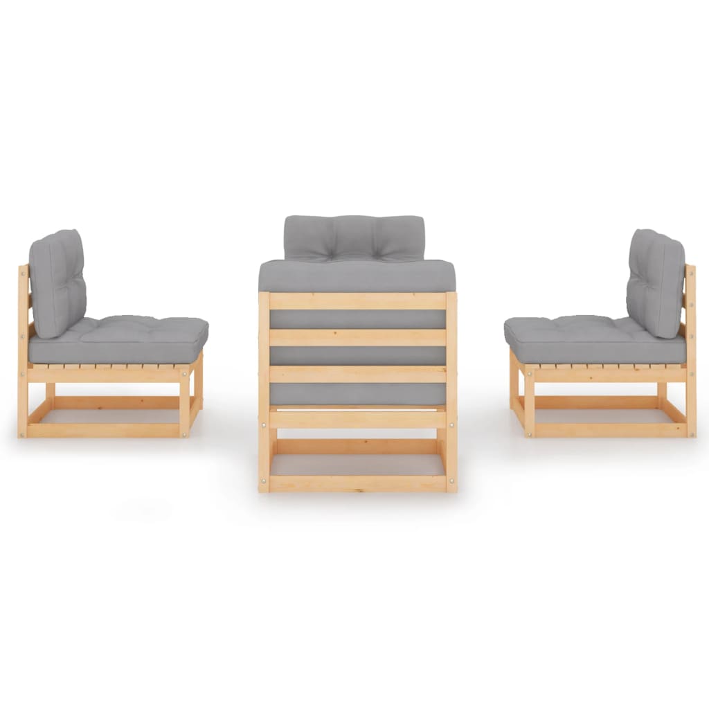 vidaXL 4-tlg. Garten-Lounge-Set mit Kissen Kiefer Massivholz
