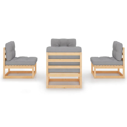 vidaXL 4-tlg. Garten-Lounge-Set mit Kissen Kiefer Massivholz