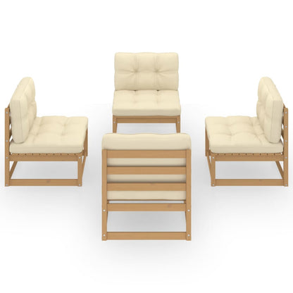 vidaXL Salon de jardin 4 pièces avec coussins Bois de pin massif