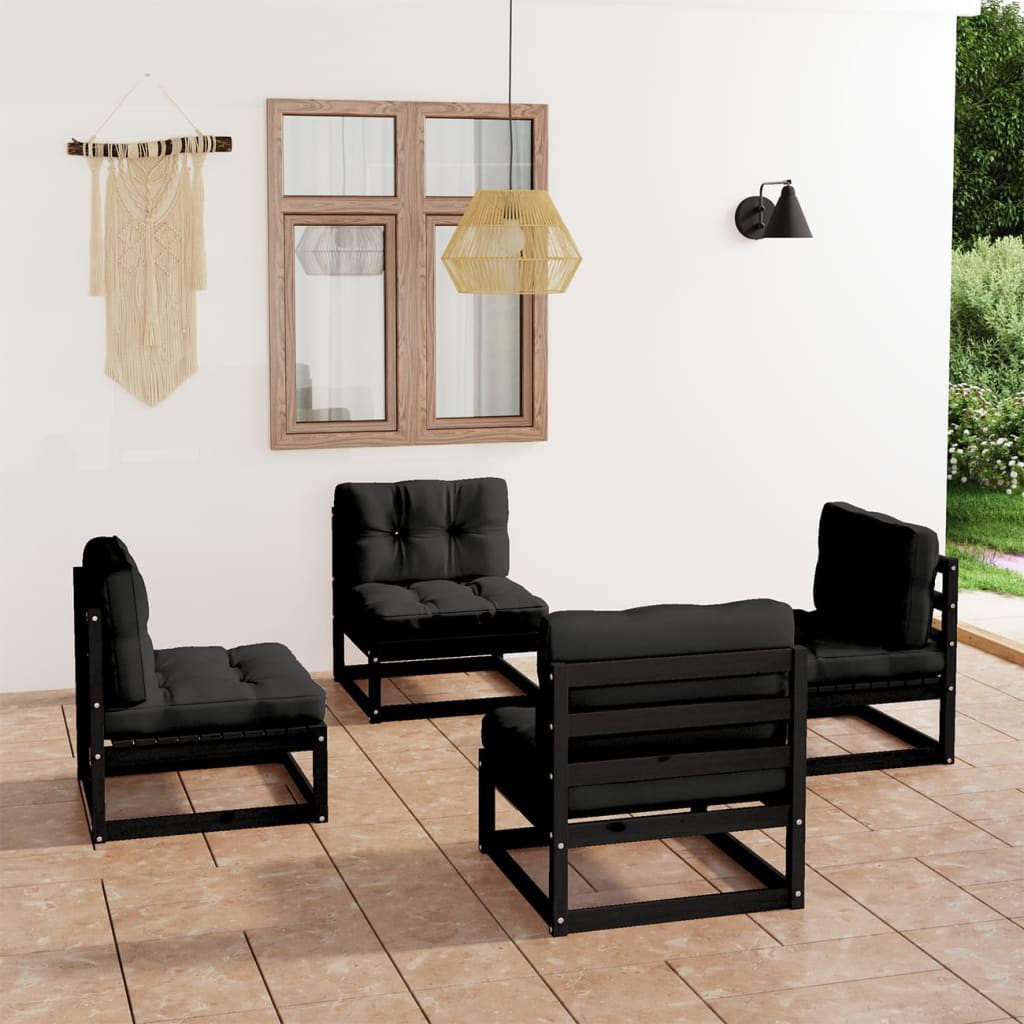 vidaXL Salon de jardin 4 pièces avec coussins Bois de pin massif