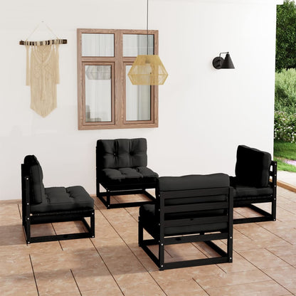 vidaXL Salon de jardin 4 pièces avec coussins Bois de pin massif