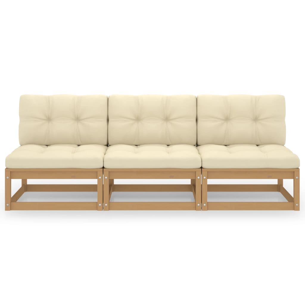 vidaXL 3-Sitzer-Sofa mit Kissen Kiefer Massivholz