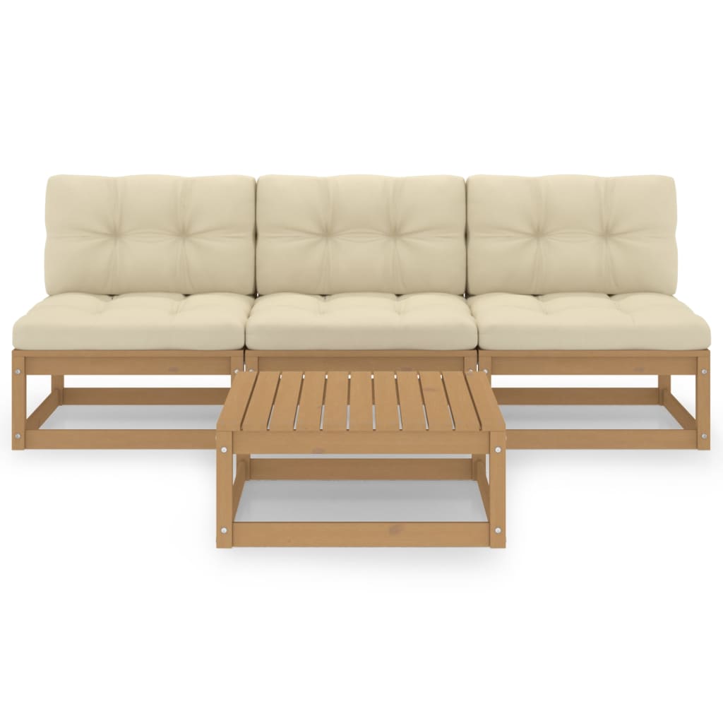 vidaXL Salon de jardin 4 pièces avec coussins Bois de pin massif