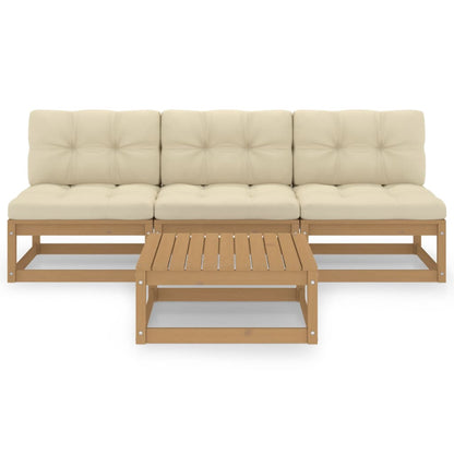 vidaXL Salon de jardin 4 pièces avec coussins Bois de pin massif