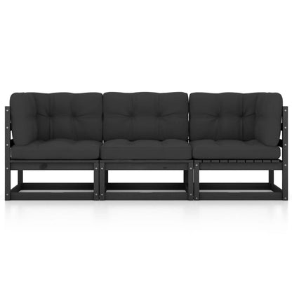 vidaXL 3-Sitzer-Gartensofa mit Kissen Kiefer Massivholz