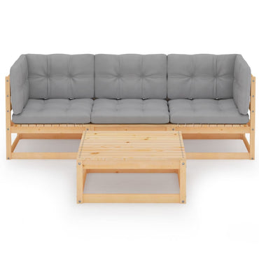 vidaXL Salon de jardin 4 pcs avec coussins, bois de pin massif