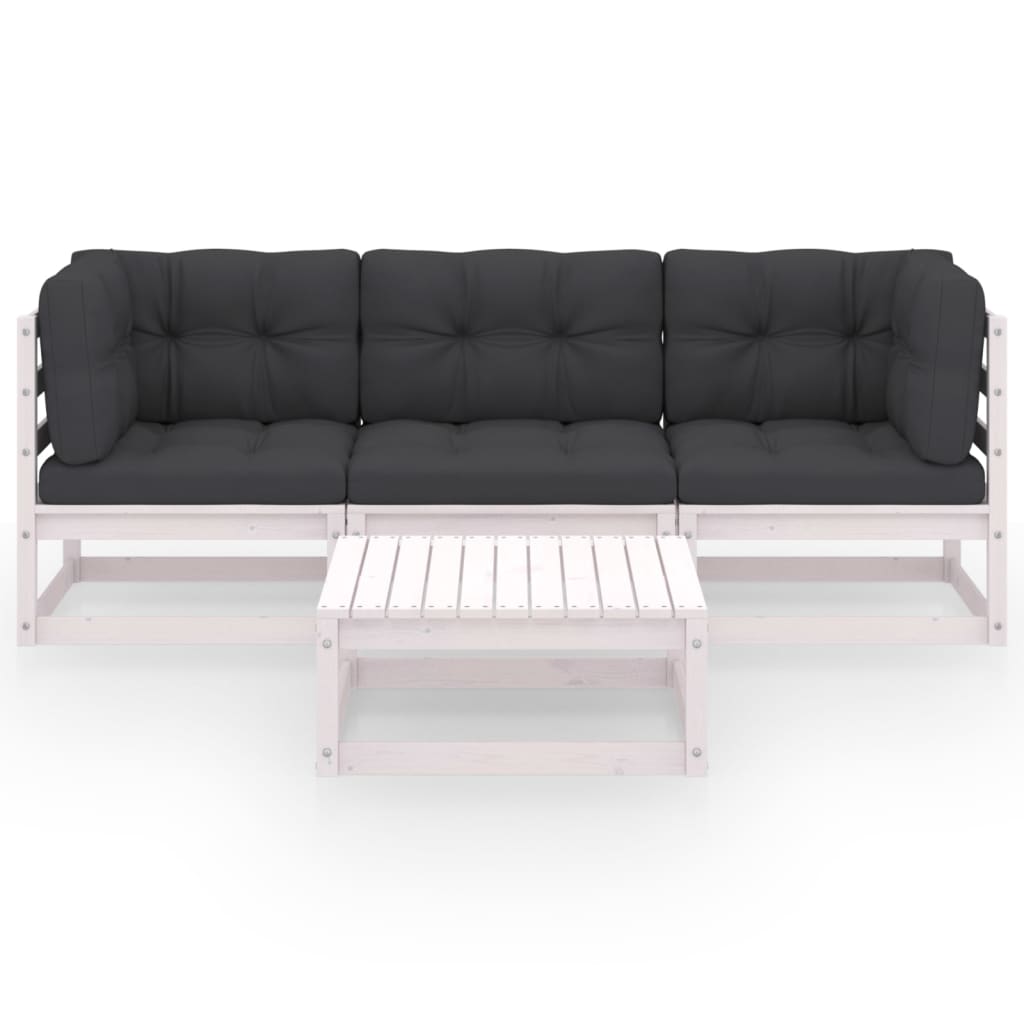 vidaXL 4-tlg. Garten-Lounge-Set mit Kissen Kiefer Massivholz