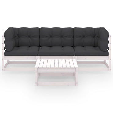 vidaXL Salon de jardin 4 pcs avec coussins, bois de pin massif