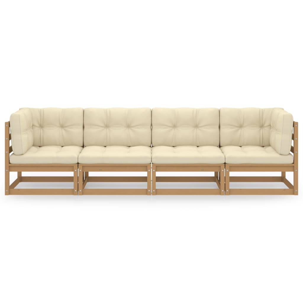 vidaXL 4-Sitzer-Gartensofa mit Kissen Kiefer Massivholz