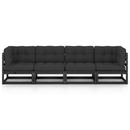 vidaXL 4-Sitzer-Gartensofa mit Kissen Kiefer Massivholz