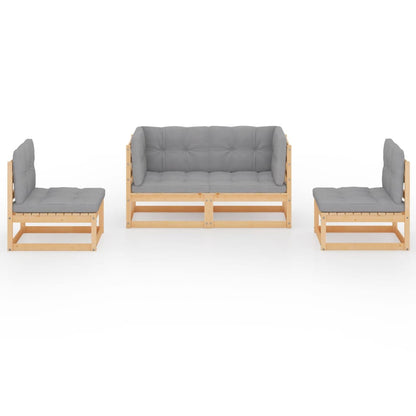 vidaXL 4-tlg. Garten-Lounge-Set mit Kissen Kiefer Massivholz