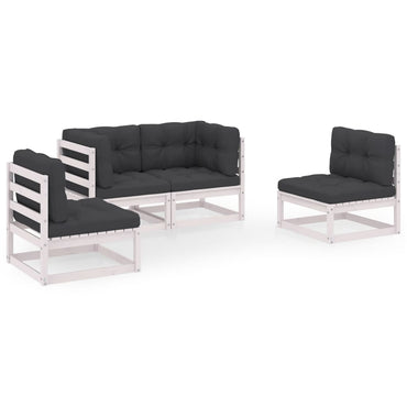 vidaXL Salon de jardin 4 pcs avec coussins, bois de pin massif