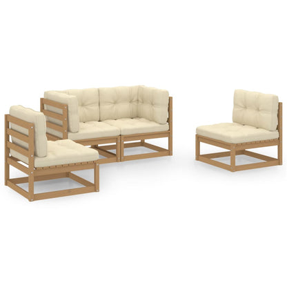vidaXL Salon de jardin 4 pièces avec coussins Bois de pin massif
