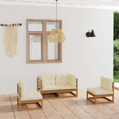 vidaXL Salon de jardin 4 pièces avec coussins Bois de pin massif