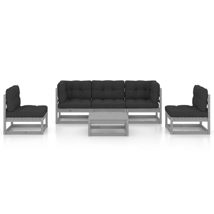 vidaXL Salon de jardin 6 pcs avec coussins, bois de pin massif