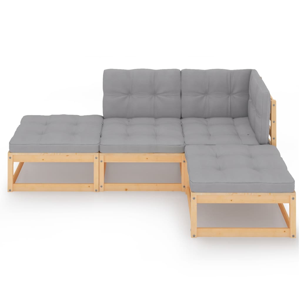 vidaXL 4-tlg. Garten-Lounge-Set mit Kissen Massivholz Kiefer