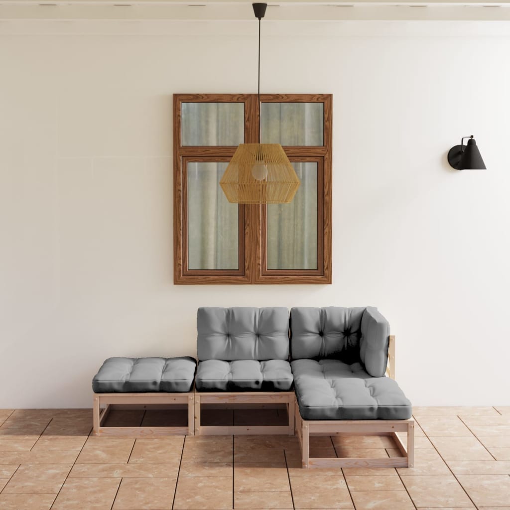 vidaXL 4-tlg. Garten-Lounge-Set mit Kissen Massivholz Kiefer