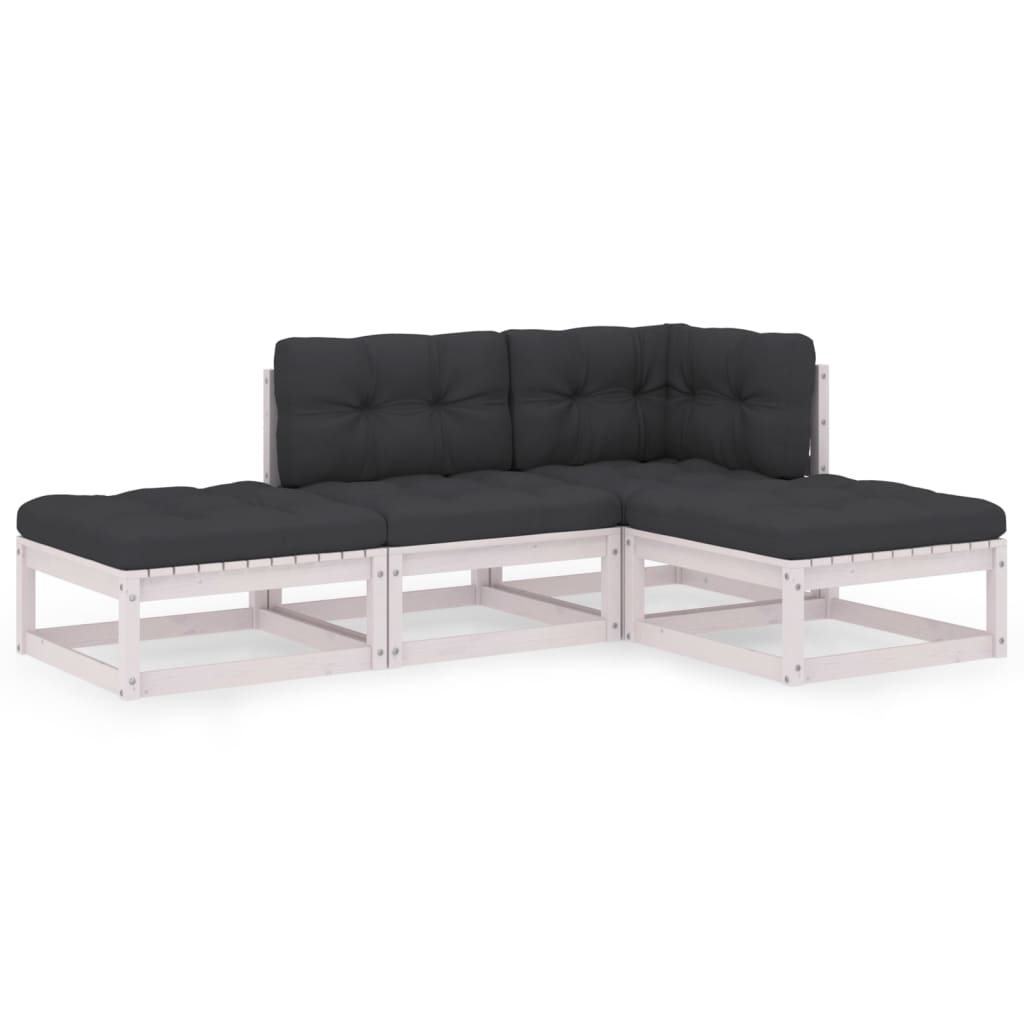 vidaXL Salon de jardin 4 pcs avec coussins Bois de pin massif