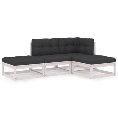 vidaXL Salon de jardin 4 pcs avec coussins Bois de pin massif