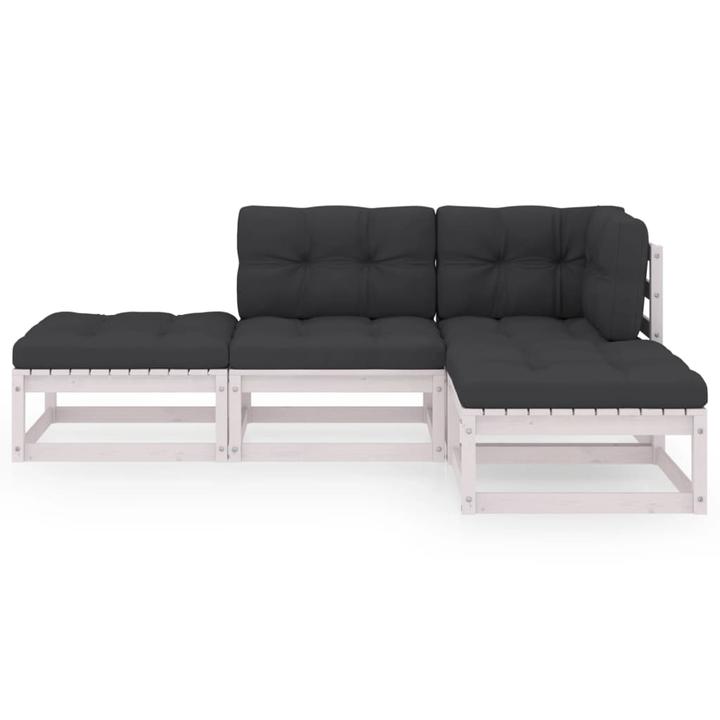 vidaXL Salon de jardin 4 pcs avec coussins Bois de pin massif