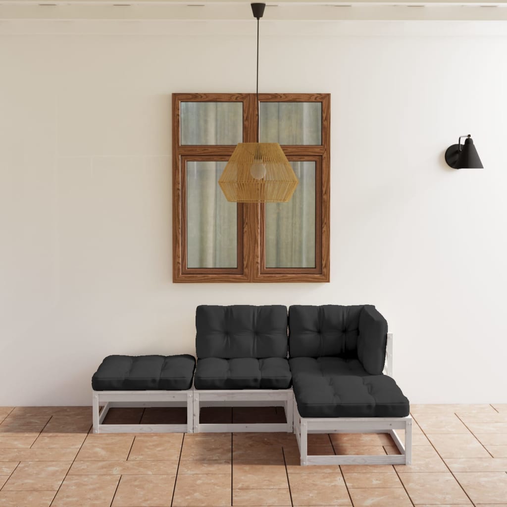 vidaXL Salon de jardin 4 pcs avec coussins Bois de pin massif