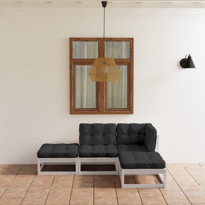 vidaXL Salon de jardin 4 pcs avec coussins Bois de pin massif