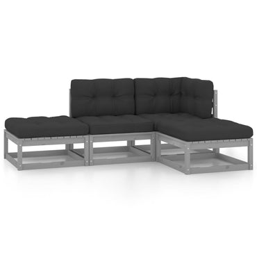 vidaXL 4-tlg. Garten-Lounge-Set mit Kissen Kiefer Massivholz