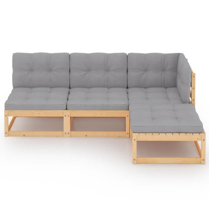 vidaXL Salon de jardin 4 pcs avec coussins, bois de pin massif