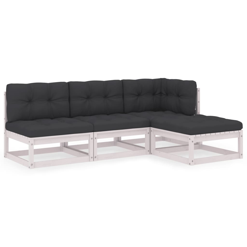 vidaXL Salon de jardin 4 pcs avec coussins, bois de pin massif