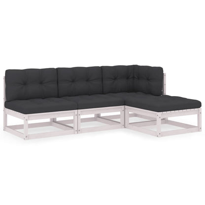 vidaXL Salon de jardin 4 pcs avec coussins, bois de pin massif