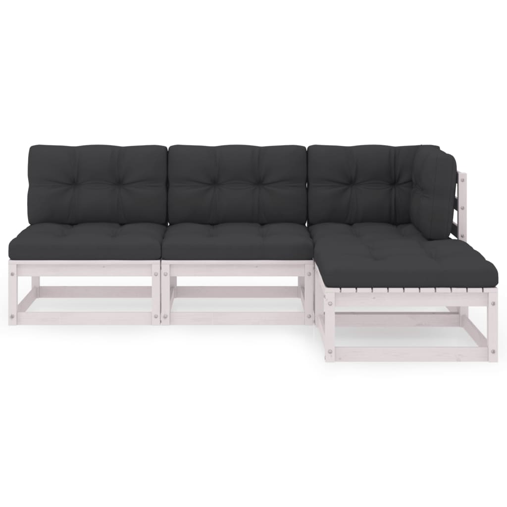 vidaXL Salon de jardin 4 pcs avec coussins, bois de pin massif