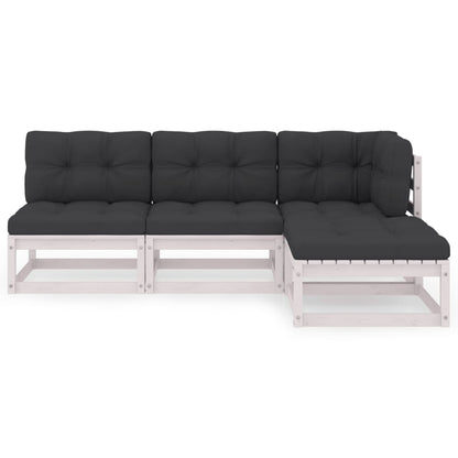 vidaXL Salon de jardin 4 pcs avec coussins, bois de pin massif