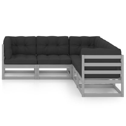 vidaXL Ensemble de salon de jardin 5 pcs avec coussins Bois de pin massif