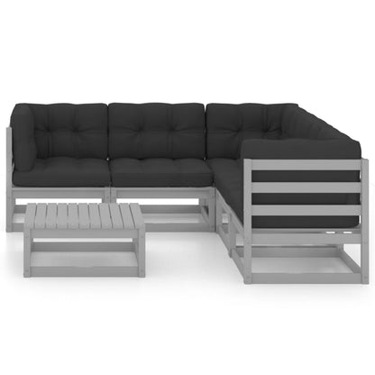 vidaXL Salon de jardin 6 pcs avec coussins, bois de pin massif