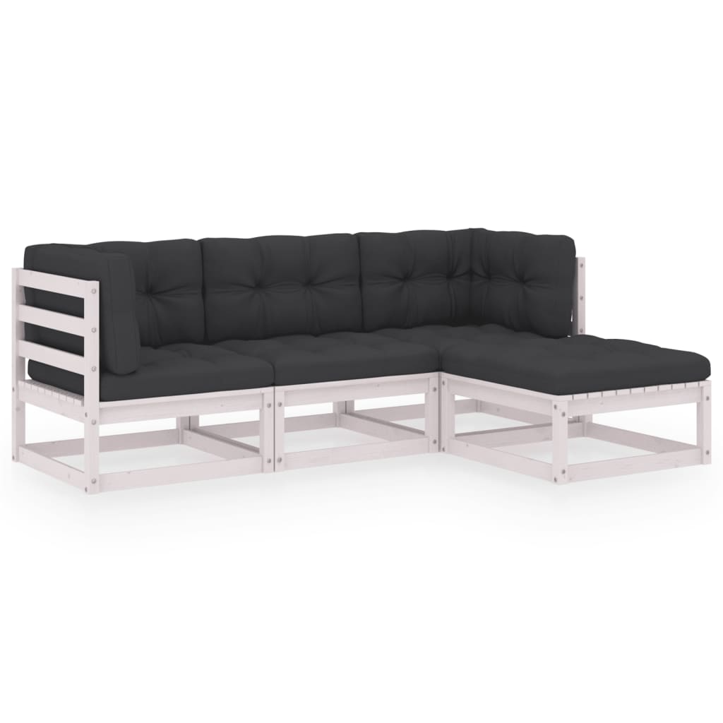 vidaXL Salon de jardin 4 pcs avec coussins, bois de pin massif