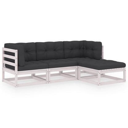 vidaXL Salon de jardin 4 pcs avec coussins, bois de pin massif