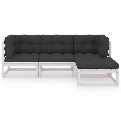 vidaXL Salon de jardin 4 pcs avec coussins, bois de pin massif
