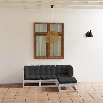 vidaXL Salon de jardin 4 pcs avec coussins, bois de pin massif