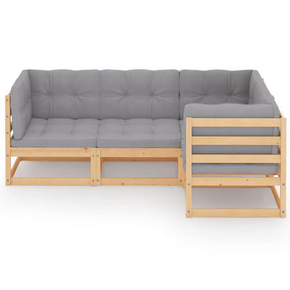 vidaXL Salon de jardin 4 pcs avec coussins, bois de pin massif