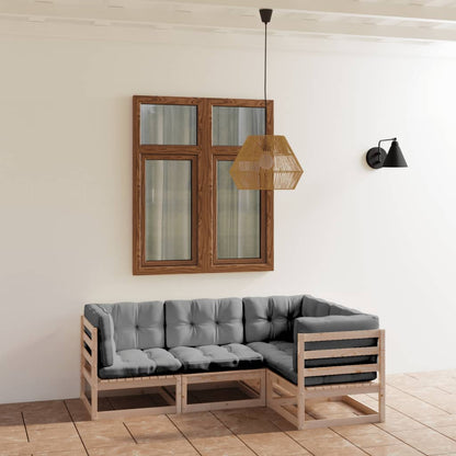 vidaXL Salon de jardin 4 pcs avec coussins, bois de pin massif