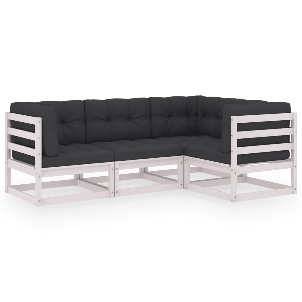 vidaXL Salon de jardin 4 pcs avec coussins, bois de pin massif
