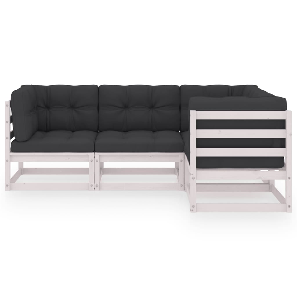 vidaXL Salon de jardin 4 pcs avec coussins, bois de pin massif