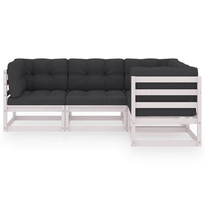 vidaXL Salon de jardin 4 pcs avec coussins, bois de pin massif